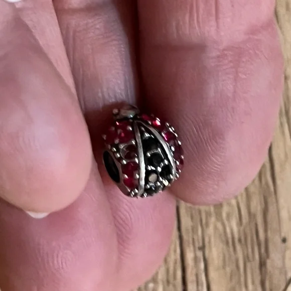 Sterling Silver Black Red crystal Ladybug Beaded Charm Pandora Chamilia Pandora - Picture 4 of 5